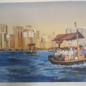 Dubai Creek Abra Water Taxi – Traditional Dubai Canvas Painting