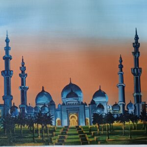 Sheikh Zayed Grand Mosque at Sunset – Original Acrylic Painting on Canvas