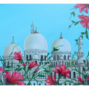 Sheikh Zayed Grand Mosque Abu Dhabi – Original Acrylic Painting on Canvas